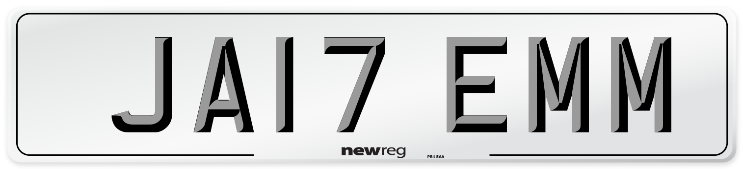 JA17 EMM Number Plate from New Reg